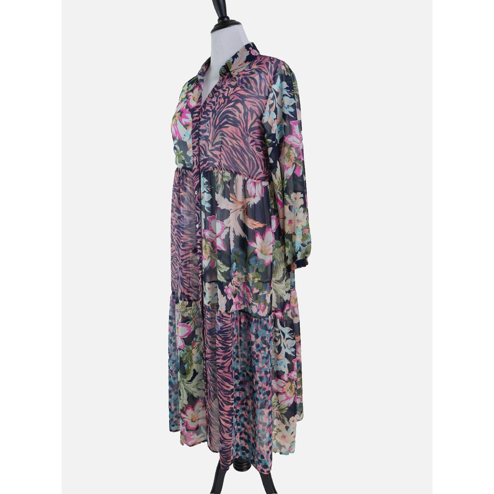 Soft Surroundings Size PM Mariquita Maxi Shirtdress Jungle Cat 3DW65